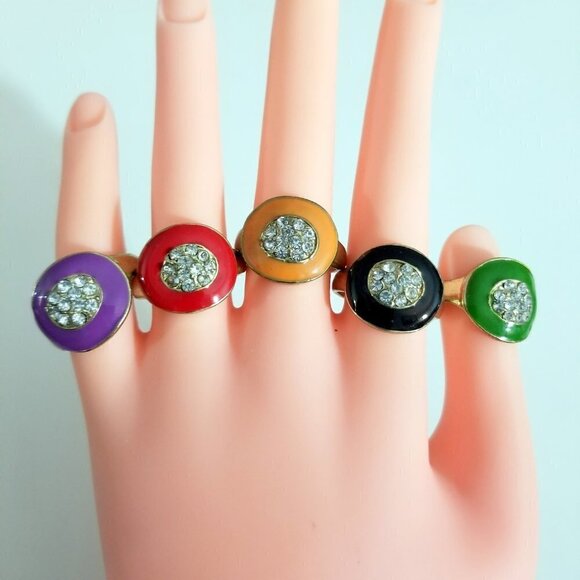 ❤️Your choice of Enamel  Crystal Rings Size 8.75 ❤️ - Picture 13 of 14